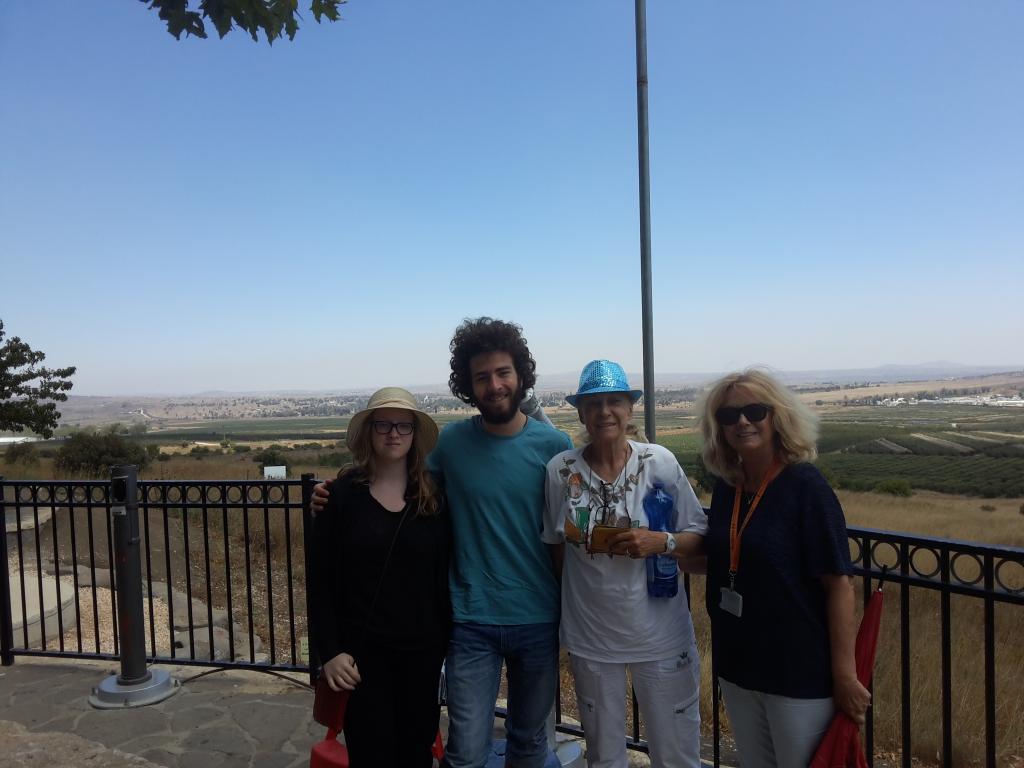 Golan Height with a peaceful view of Kuneitra and Syria with Sabine Serban Shreiber and her grand children 
august 2015